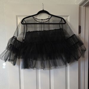 Zara Black Sheer Layered Blouse